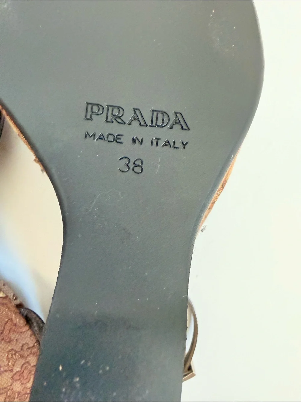 Prada Y2K Brocade Tapestry Wedge Sandals Brown Gold Jacquard Platform Heels 38